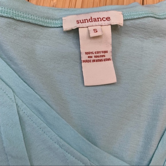 Sundance Soft Aqua Three Quarter Sleeve Top, S. - Picture 3 of 4
